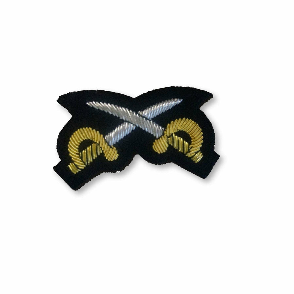 Ammo & Company Mess Dress- Qualification Badge - PTI (X Swords) - Gold on Navy Ground