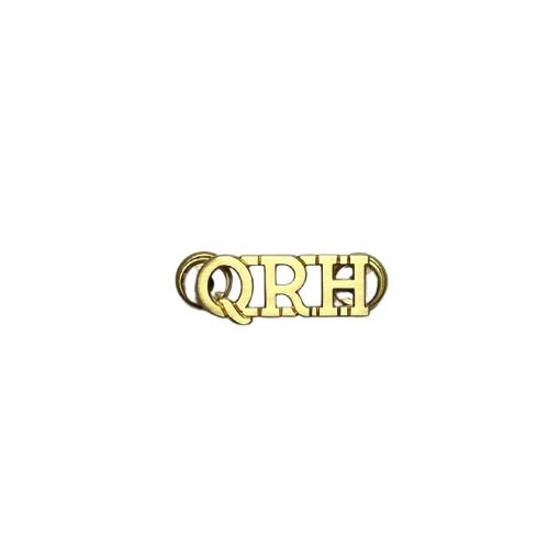 Picture of The Queen's Royal Hussars Officer's Shoulder Titles - Gilt - Nut & Screw x 2 sets - Pair