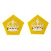 Picture of The King's Royal Hussars Officers Rank Crown - Primrose Cloth Embroidered - Pairs - Tudor Crown