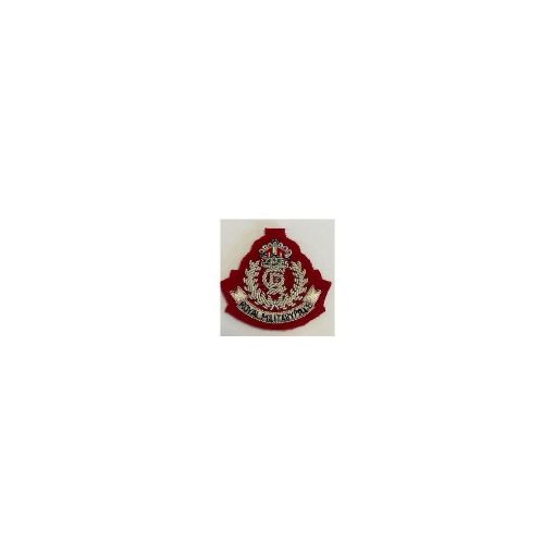 Picture of Beret Badge - RMP - Officers - Red B/G - Sil Cut - Tudor Crown