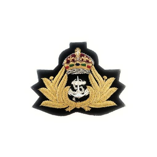 Picture of Royal Navy Officers Cap Badge - Navy Felt Backing - Tudor Crown