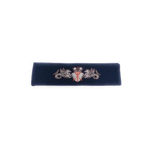 Picture of Principal Warfare Officers Woven (RNPCS) "SILVER" Woven badge -120mm x 30mm - Velcro Backed 