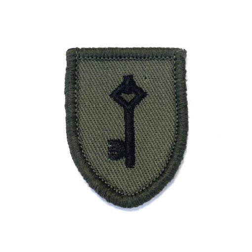 Picture of The Royal Gibraltar Regiment Small Shield and Key - Black on Olive - Pack of 5