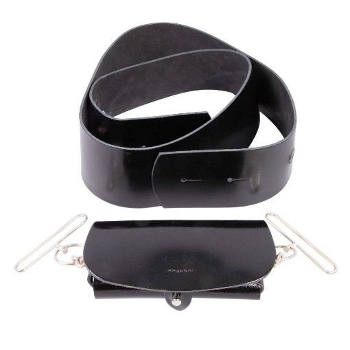 Picture of Officers & WOs' Cross Belt & Pouch - Black Patent Leather - Silver Plate Swivel Rings & Loops - Large