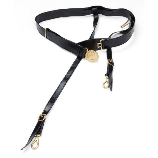 Picture of Royal Navy Black Patent Sword Belt & Slings for WO & Officer (Small 76 to 86cm) 