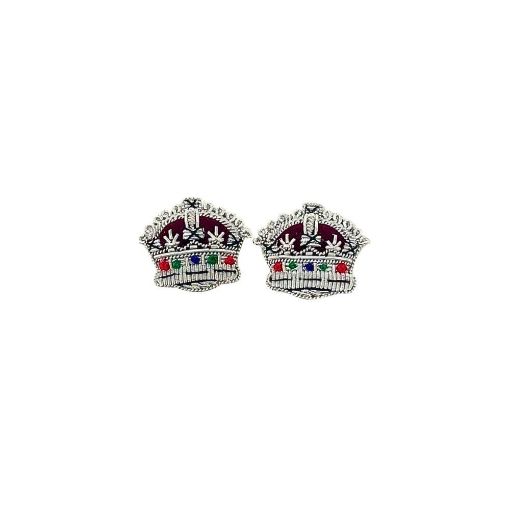 Picture of Embroidered Rank Crowns - Silver - 5/8 Inch - Tudor Crown - Pair