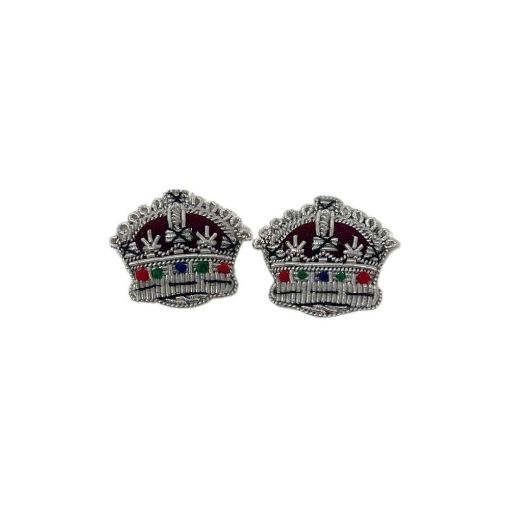 Picture of Embroidered Rank Crowns - Silver - 5/8 inch - Pair - Tudor Crown