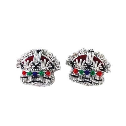 Picture of Embroidered Rank Crowns - Silver - 3/8 Inch - Tudor Crown - Pair