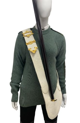 Picture of MoD White buff leather 3" Colour belt, gilt ornate fittings with 3 pairs adjuster holes, 8345-99-973-3226