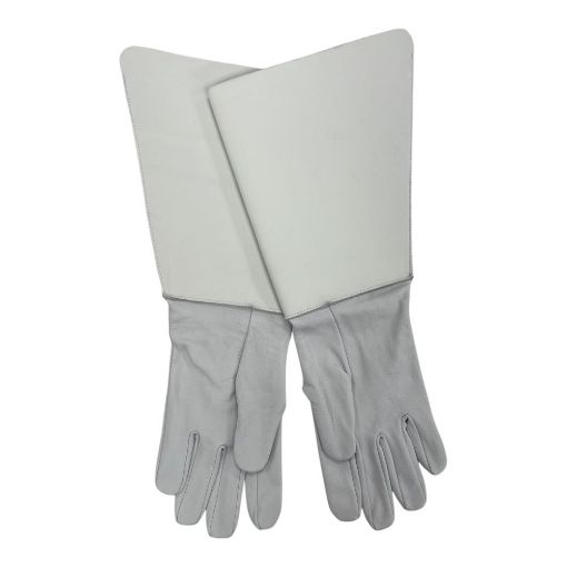 Picture of Gauntlet Glove - United States Drum Major, White leather glove + 8 inch cuff - Extra Large (19. ( tip of the middle finger to the wrist))