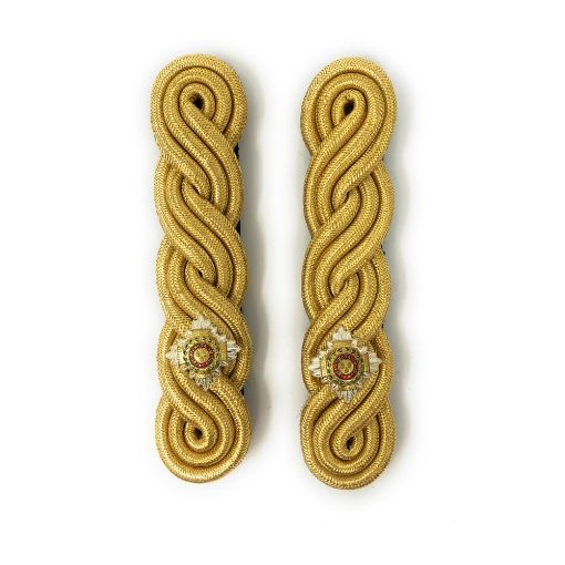 Picture of Shoulder Cords Male - 3 Ply - Gold Gilt Wire - Dark Blue Backing - No1 Dress - 2nd Lieutenant