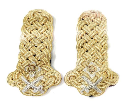 Picture of Shoulder Cords Male - 3 Ply - Gold Gilt Wire - Dark Blue Backing - No1 Dress - Major General