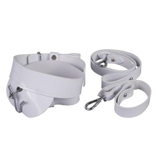 Picture of White Gloss PVC, Ceremonial Sword Belt, 45mm width (1 3/4″) with Gold finish Fittings 34"-40" Medium