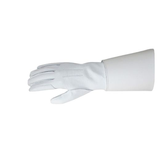 Picture of White Leather Tenor Gaunt gloves with Plastic Cuffs
